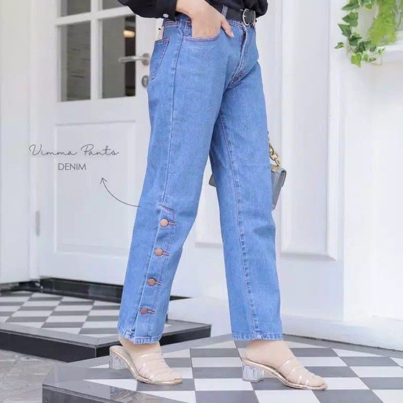 SHANAS CELANA KULOT WANITA BELAH KANCING SAMPING - KULOT JEANS BELAH KANCINg SAMPING - HIGHWAIST SAM