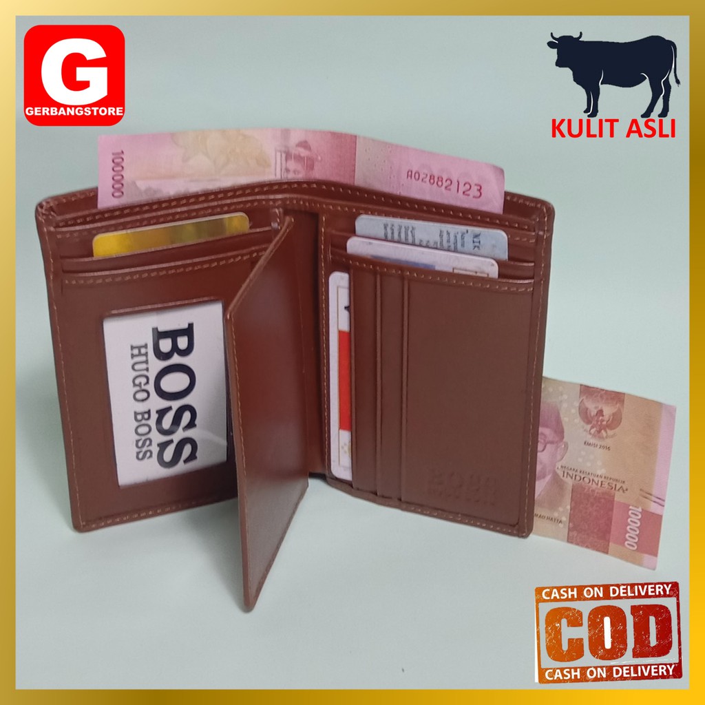 Dompet Pria Kulit Asli Sapi Jenis Pull Up Model Lipat Kartu Banyak  [3/4 Pull Up]