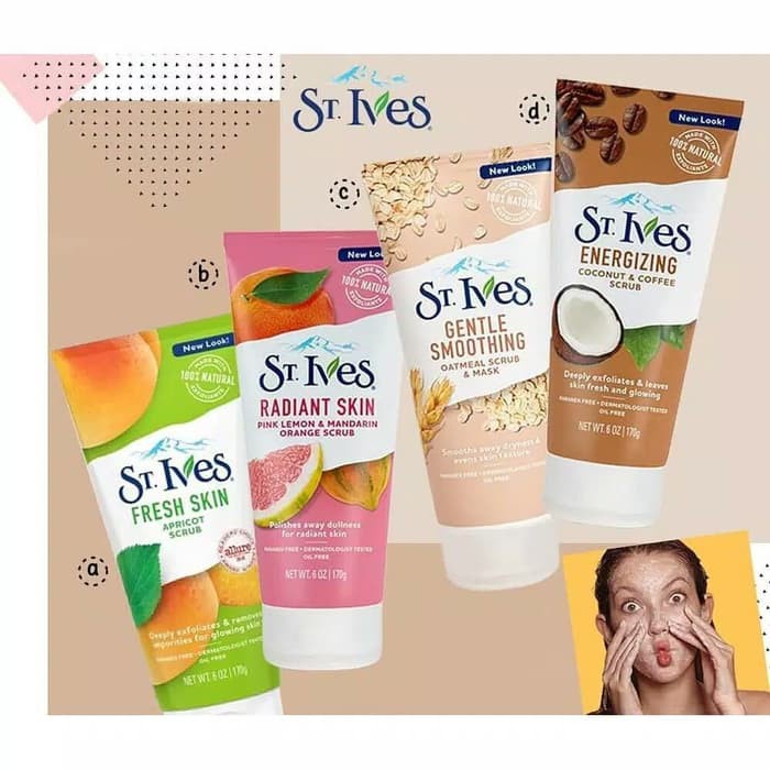 ST. Ives Fresh Skin Apricot Scrub/St Ives Oatmeal Scrub &amp; Mask/Pink Lemon/Green Tea Scrub St.Ives