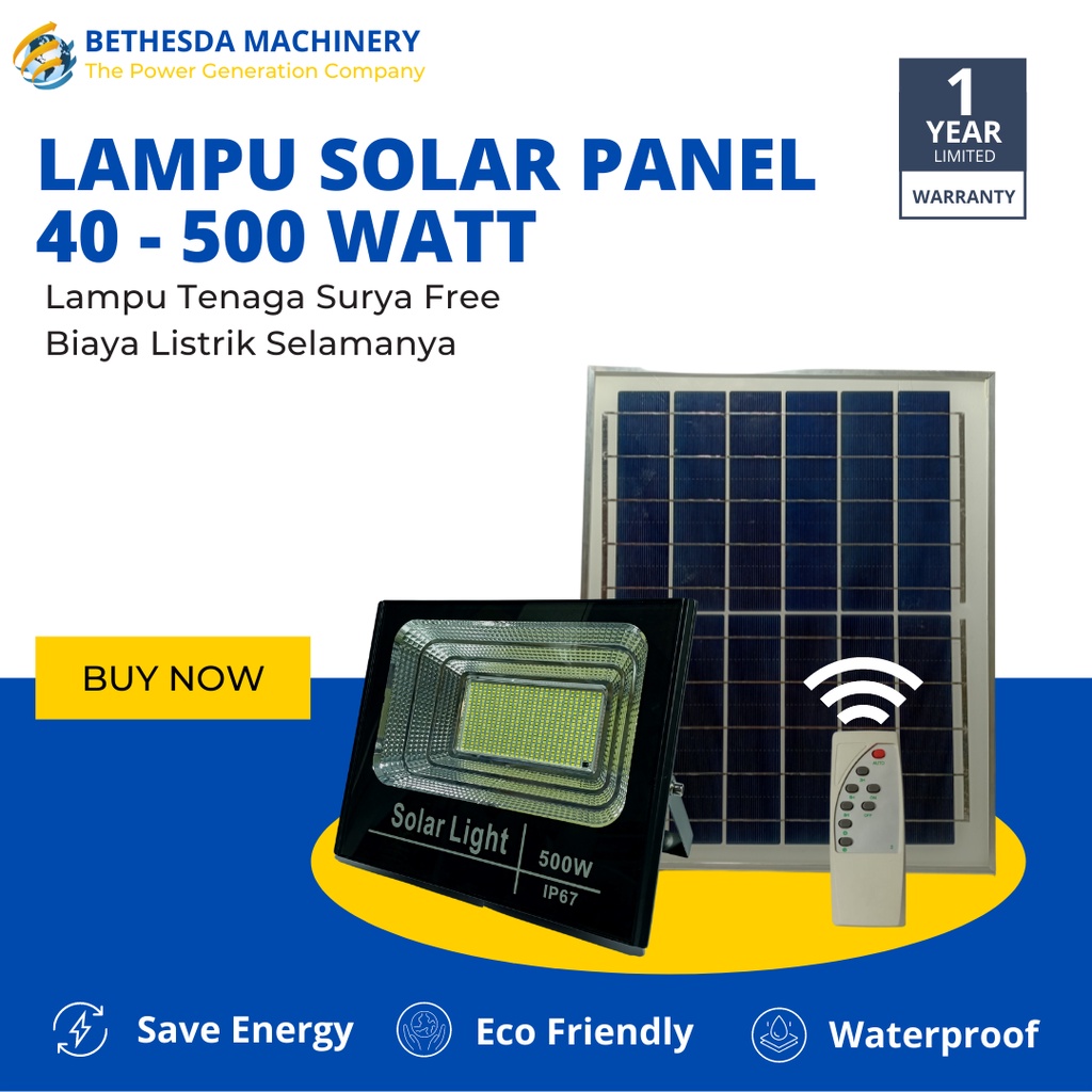 Jual Lampu Sorot 40W 60W 100W 200W 300W 500W LED Solar Cell Tenaga ...