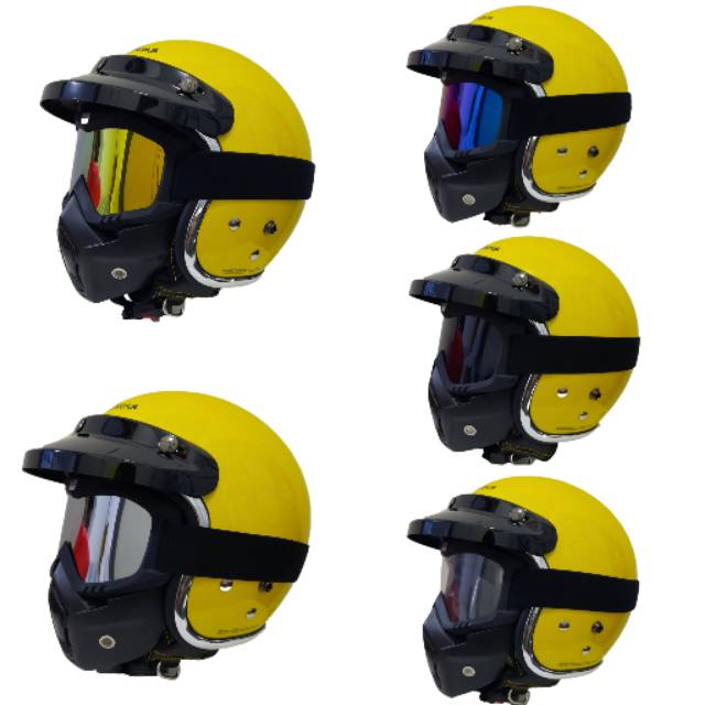 Helm Cargloss Kuning Lemon List Croom Goggle Mask