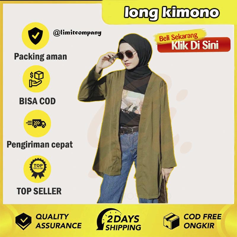 Long cardigan outer kimono wanita kardigan panjang jumbo oversize basic polos atasan wanita muslim j