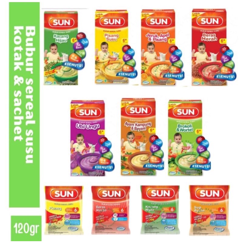 SUN BERAS MERAH SUN KACANG HIJAU SUN PISANG SUN BUBUR MPASI BAYI bubur sereal susu