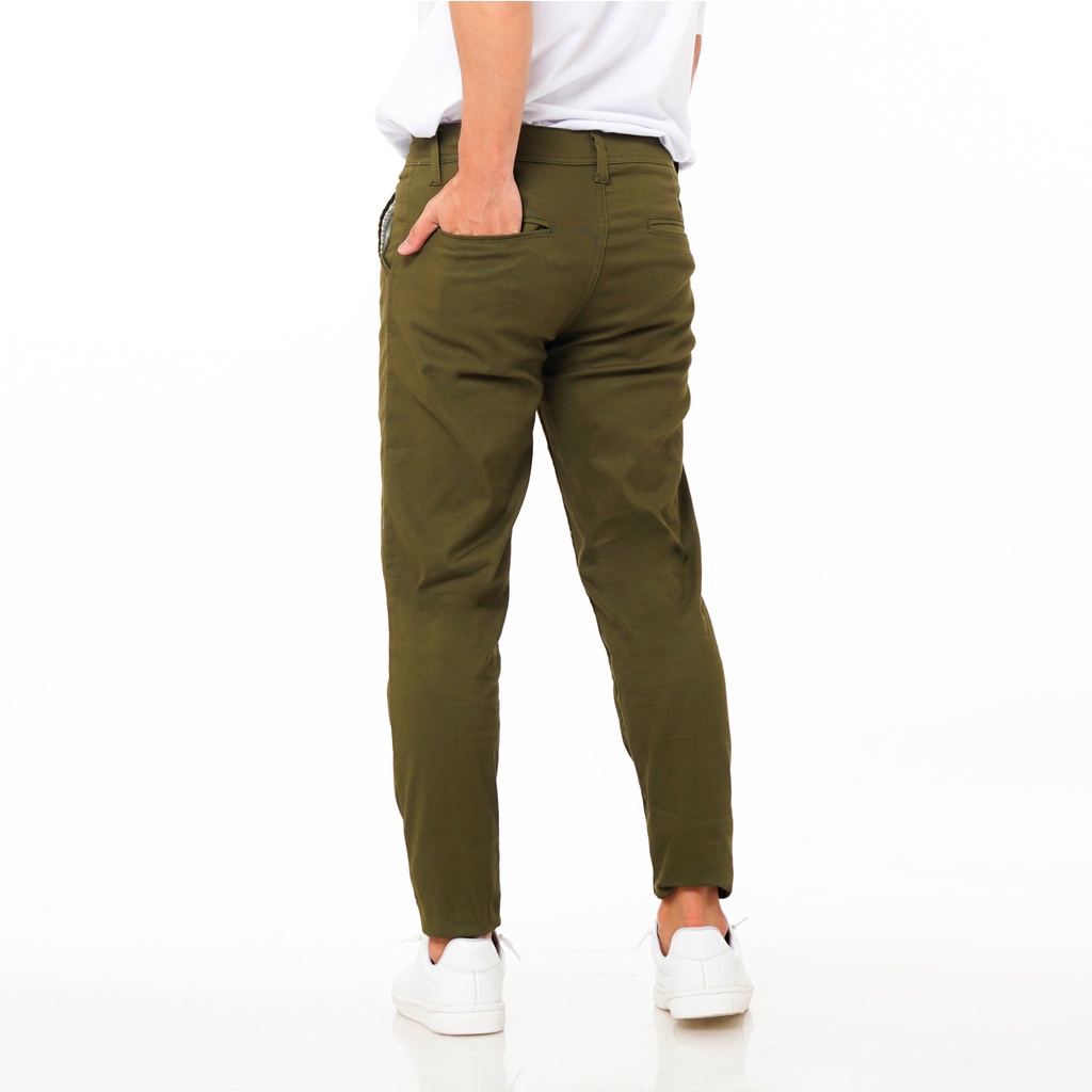 SANVANINA Celana Chino Panjang Pria Slim Fit Army Green | Celana Panjang Pria Kantor Premium Slimfit | H-077 Tailor Chino Army Green