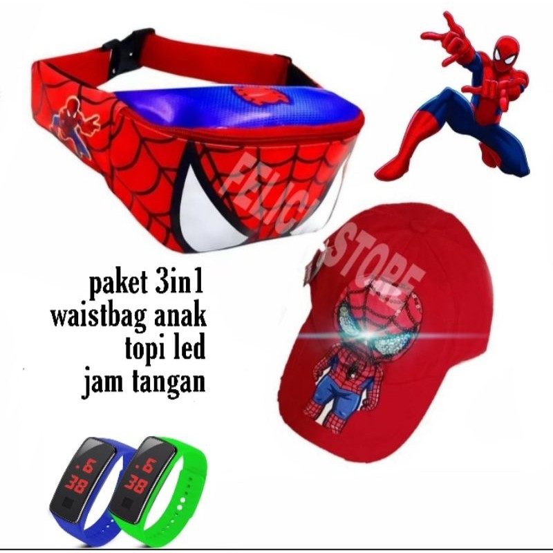 3in1 paket hemat tas kapten marvel tas spiderman kapten amerika