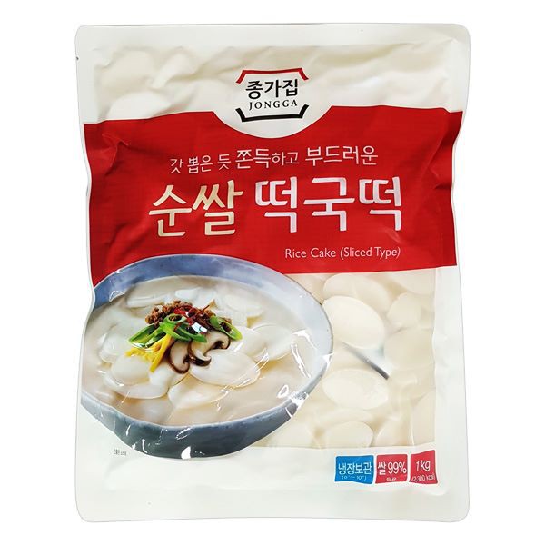 

Jonggajib Teokpokki Rice Cake Sliced Type 1kg - Kue Beras Korea Tanpa Saus - Made In Korea