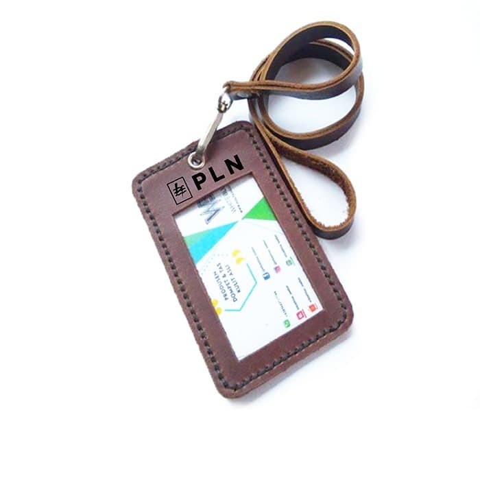 

Id Card - Name Tag Id Kulit Asli Logo Pln Warna Coklat -Tali Id Card-