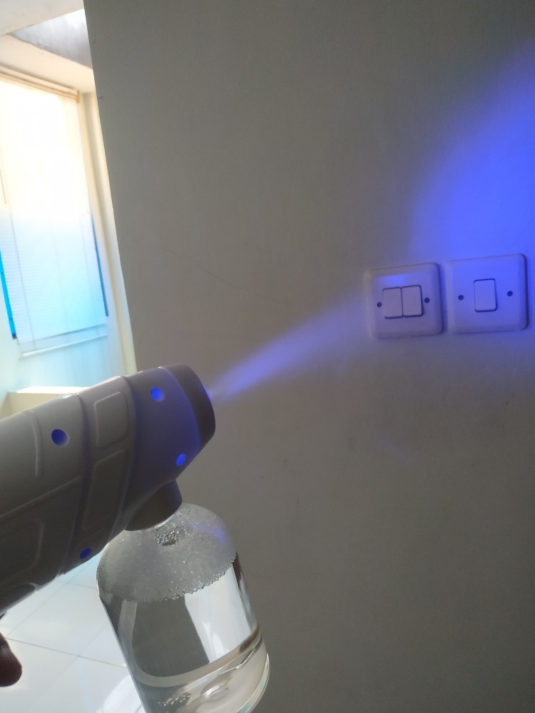 (ready Stock & Fast Shipping > 800ml Mesin Disinfektan Nano Spray Wireless Dengan Lampu Biru