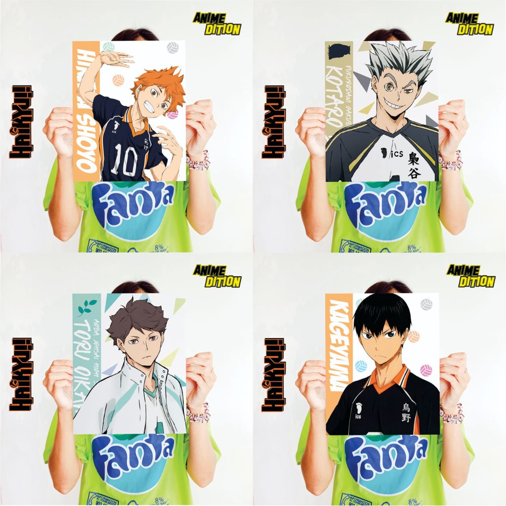 Poster A4 Anime HAIKYUU Hinata Shoyo Kageyama Tobio Oikawa Toru Bokuto Kotaro