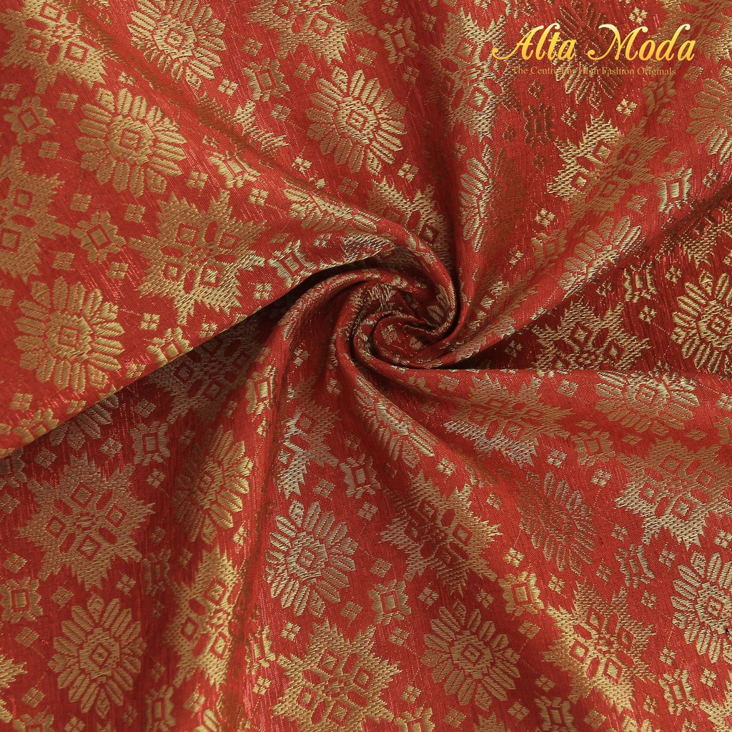 

Alta Moda Songket Motif Palembang Klasik Floral Merah Orens Gold (1M)