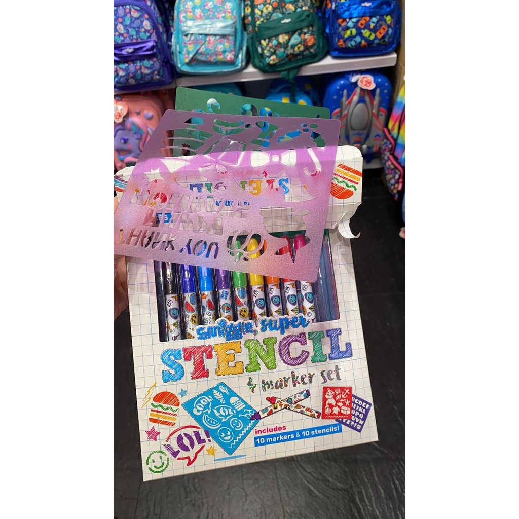 

SMIGGLE STENSIL AND MARKER SET - spidol smiggle