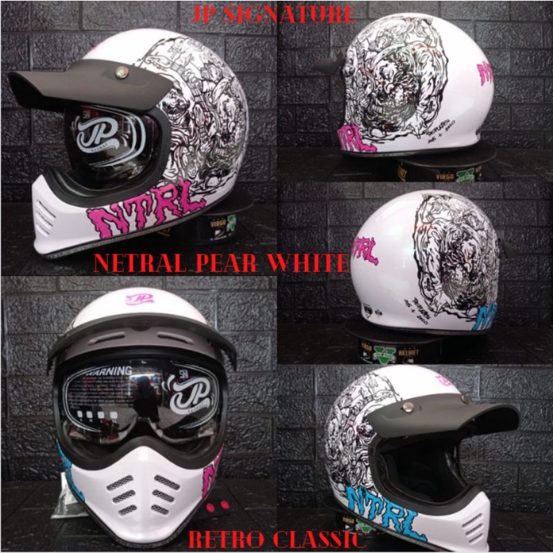 JPX HELM JP SIGNATURE NETRAL PEARL WHITE 100% ORIGINAL RETRO CLASSIC(Ongkir termurah 2 kg)