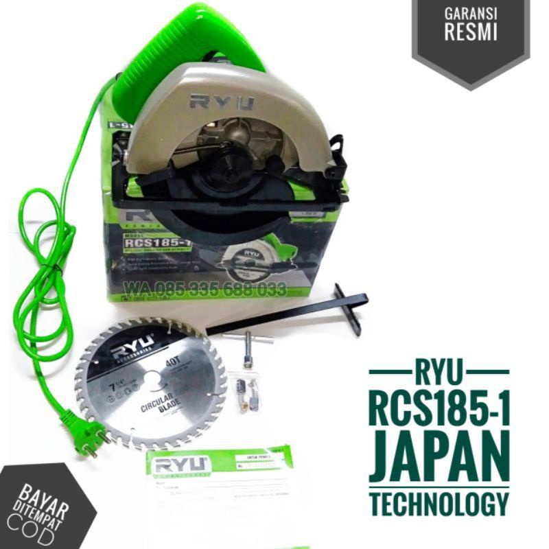 Serkel kayu gergaji listrik Ryu RCS 185-1 185-2 Circular saw mesin potong kayu