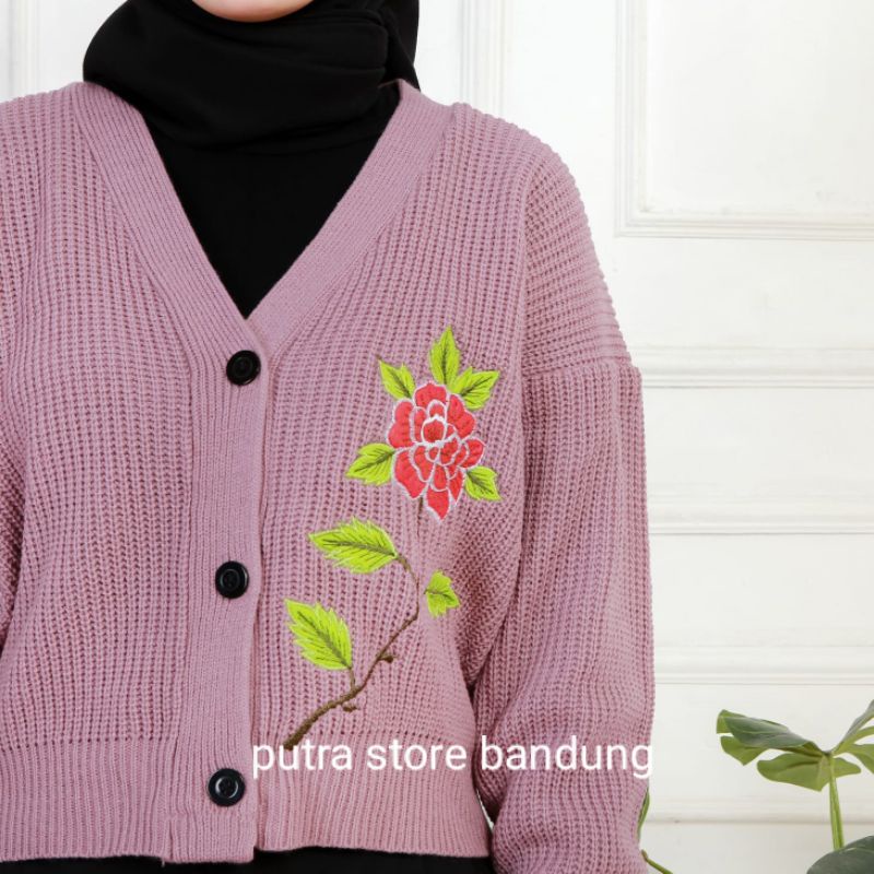 CARDIGAN CROP DITYA BORDIR MOTIF BUNGA PREMIUM