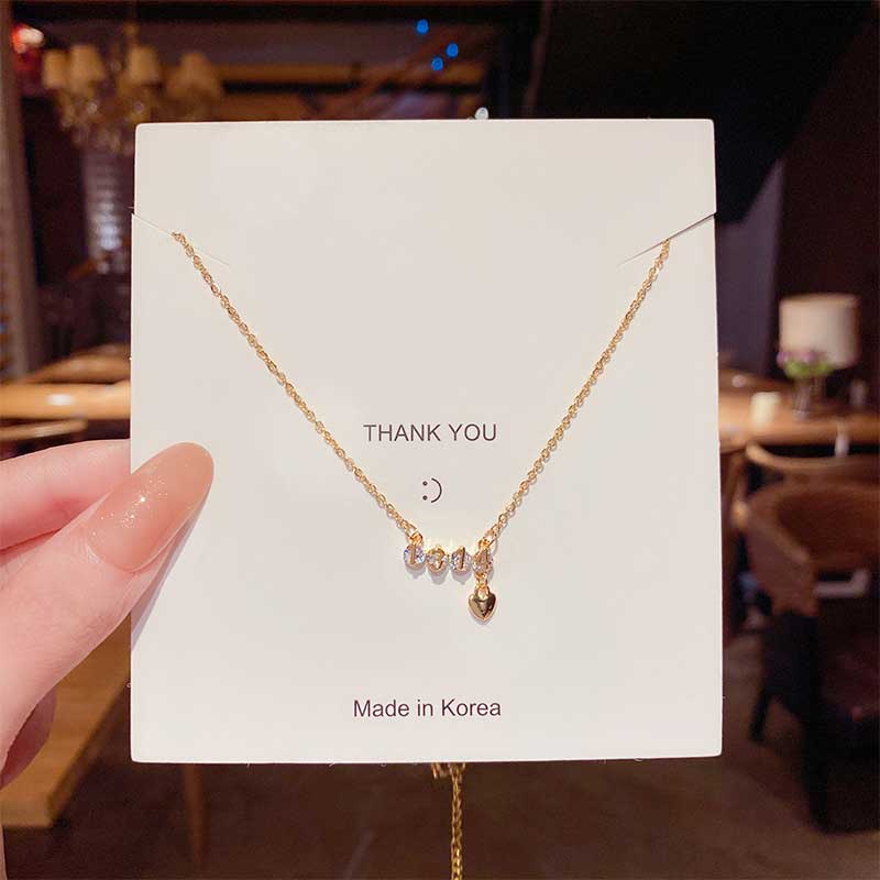 XiaoboACC Kalung Rantai Klavikula Bahan Titanium Steel Lapis Emas 18K Hias Kristal Zircon 1314 Ukuran 40CM+5.0CM