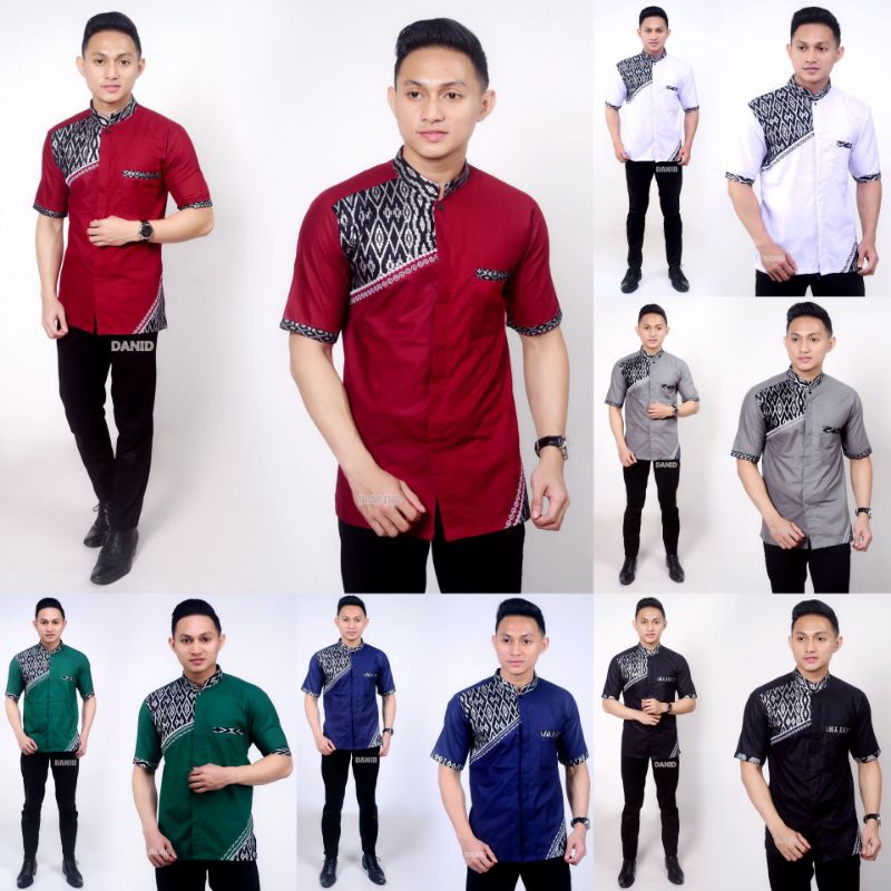 ATASAN BAJU KOKO PRIA DEWASA LENGAN PENDEK BATIK EMAS SELENDANG HILWA DIOR KANGSANTRI WAJADA ANSOR M