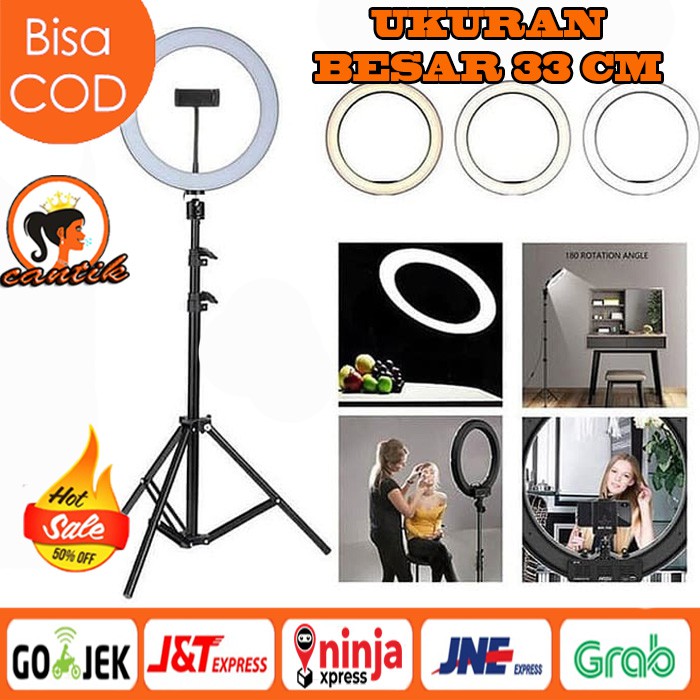 [SUPER BESAR] PAKET RING LIGHT 33CM WITH TRIPOD 2.1M YOUTUBER LIVE RINGLIGHT TIKTOK 3MODE MAKE UP