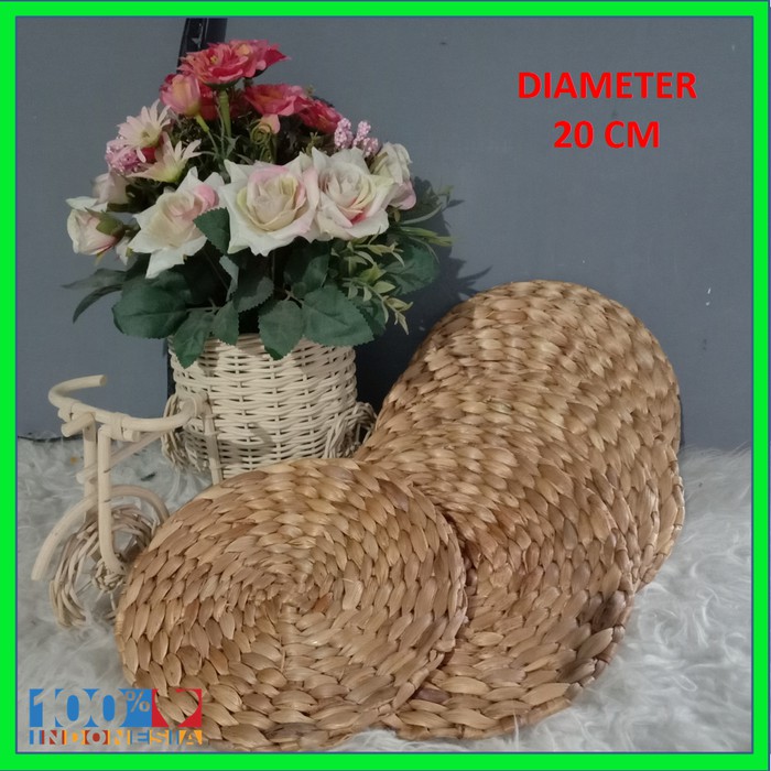 COD -  PlaceMat tatakan gelas piring hiasan meja water hyacinth natural 20cm