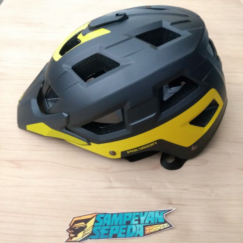 Terbaru Helm Sepeda Enduro Polygon Ramp Matt Black Yellow