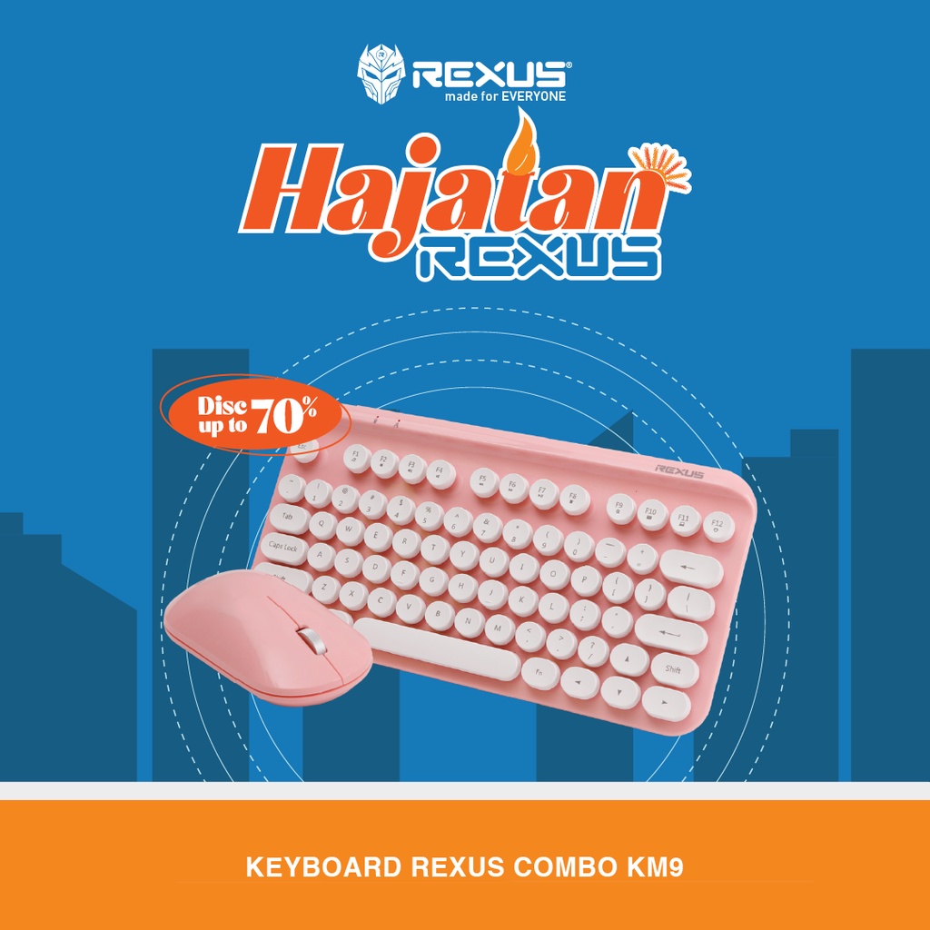 Rexus KM9 Combo Wireless Keyboard Mouse Outstanding Retro Combo