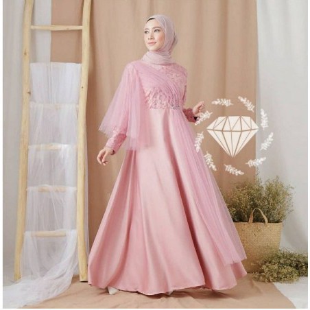 Collection/ Baju Gamis Muslim Terbaru 2021 Model Baju Dress Pesta Wanita kekinian Bahan Brokat Kondangan Remaja