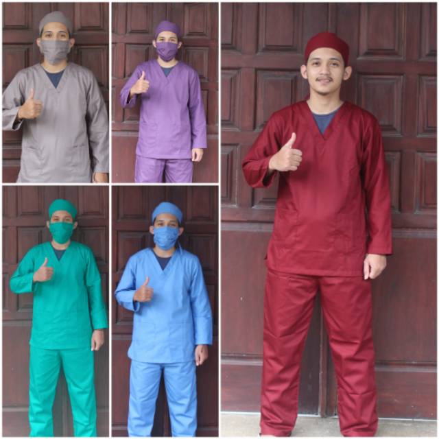 Baju Jaga / baju OK / baju OKA / baju dokter / baju perawat  setelan  lengan panjang