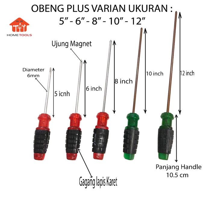 OBENG PLUS UJUNG MAGNET Merk SIYOTA - POPEYE - SHISUKA - YAMATO Varian Ukuran 4