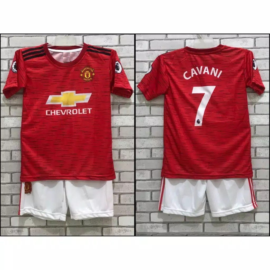 MU01 - Jersey Bola MANCHESTER UNITED Home CAVANI / Kaos Sepak Bola Anak / MU Kids Sport Tshirt
