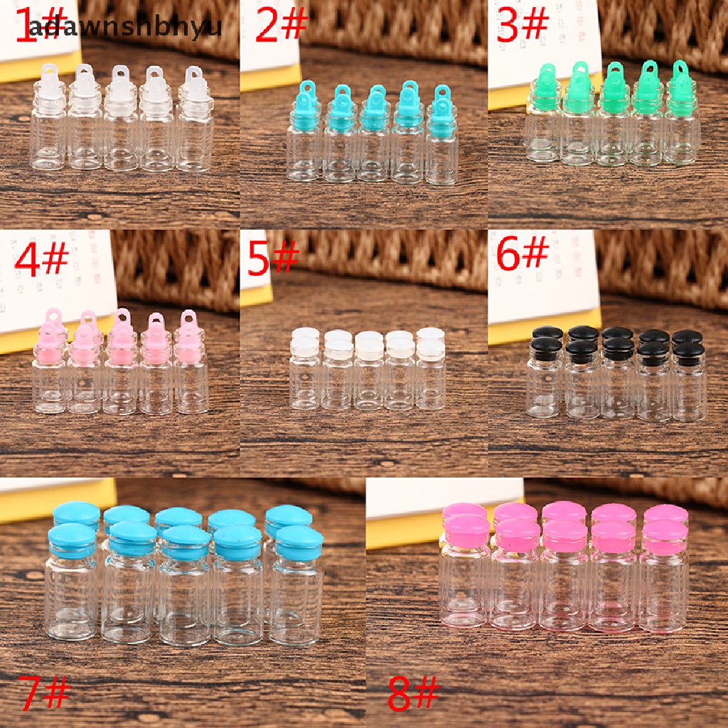 Adawnshbhyu 10Pcs 1ML 11*22mm Botol Kaca Toples Kaca Kecil Sealed Bottles Wishing Bottles