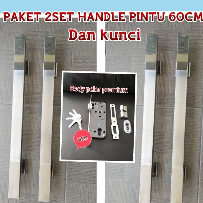Kunci Pintu - Paket 2 Set Handle Pintu 60Cm Dan Kunci - Pull Handle Minimalis