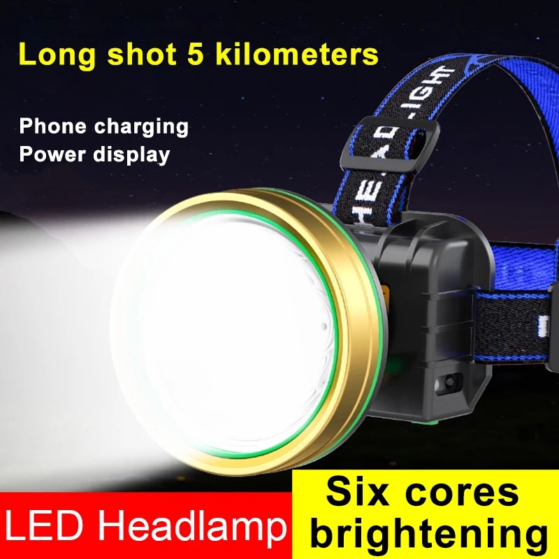 Senter kepala High Power Waterproff LED 60W 100WATT Flashlight 4 Mode USB Rechargble Headlamp