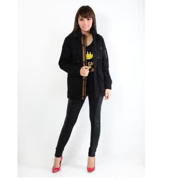 MC FASHION WOMEN;S PARKA JACKET SIMPEL ELEGAN - GABRIELA - HITAM BEST QUALITY