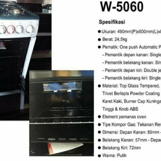 Winn Gas Kompor Freestanding W 5060 4 Tungku Plus Oven Garansi Resmi Sansalvador13