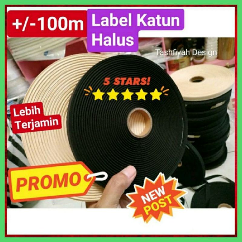 

Pita katun 1 cm 2cm 3cm hitam Label Katun Polos roll