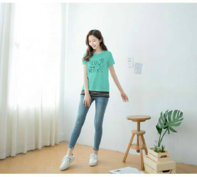 MEOW COMBI - Bahan Babyteri kombi salur Spandek