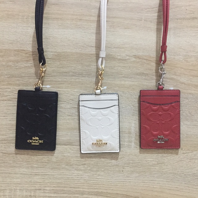 COACH — SIGNATURE LEATHER LANYARD ID CARD (ORI)