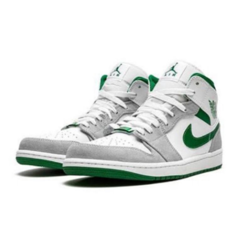 nike air jordan 1 mid green grey