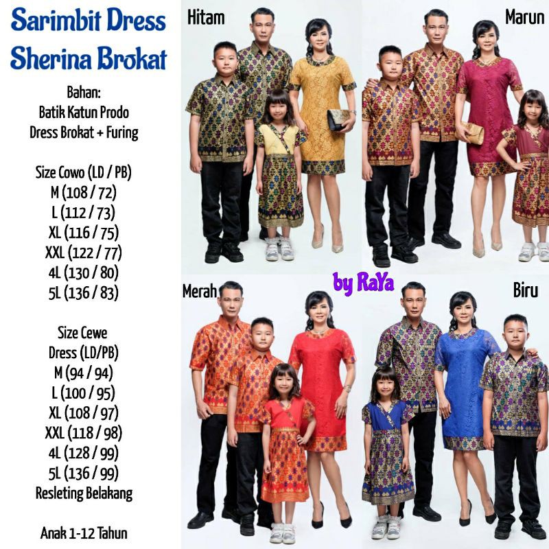 PASTI ORI Couple Eksklusif Keluarga Brokat Sarimbit Dress Baju Anak Cewek SHERINA Kemeja Pria Lengan