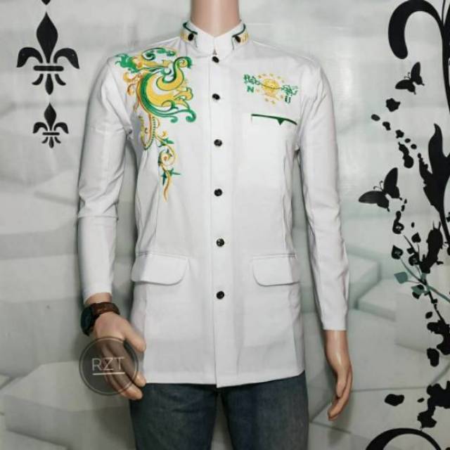 Jasko jas koko NU hijau polos / baju muslim pria gus azmi terbaru / jasko tasik