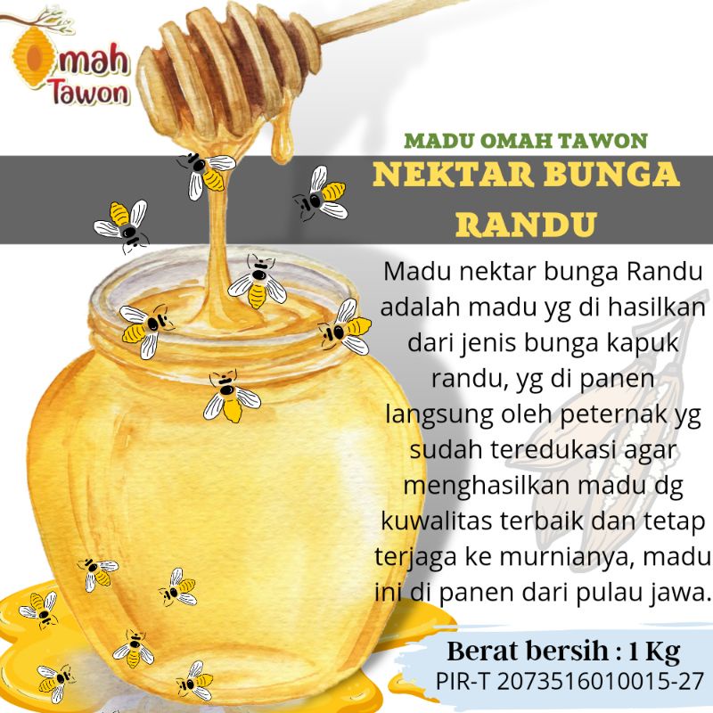 Madu murni madu asli pure raw honey Omah tawon nektar Randu 500g