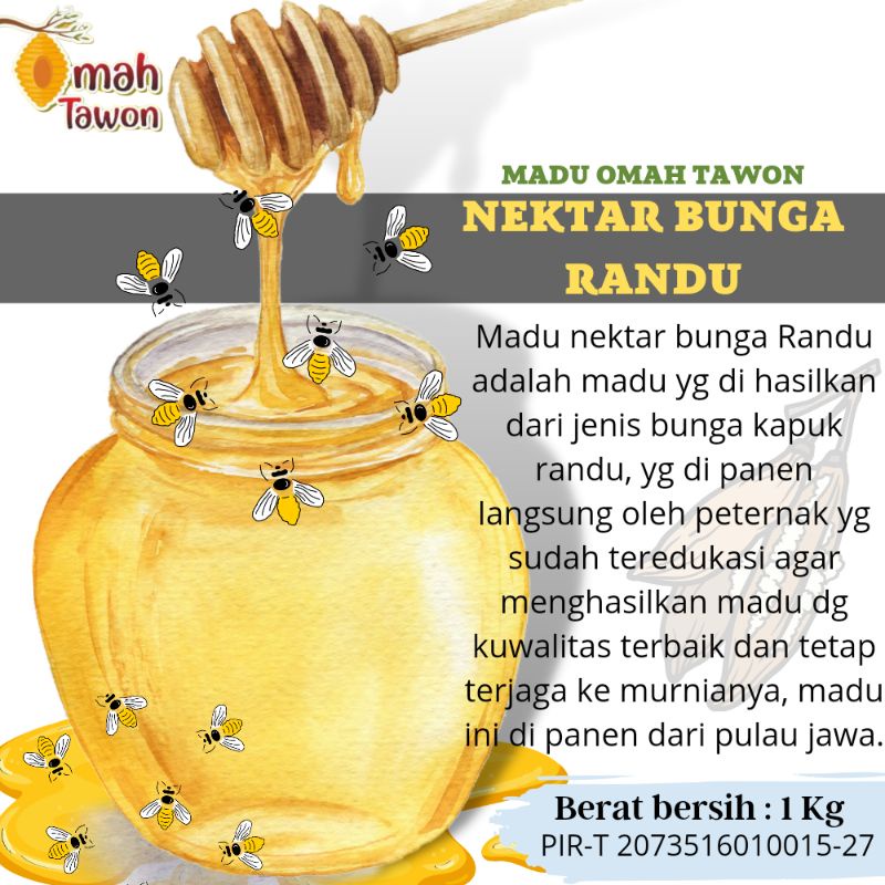 Madu murni madu asli pure raw honey Omah tawon nektar Randu 500g