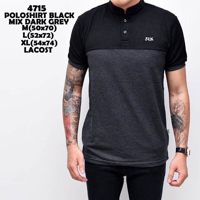 kaos polo lacoste black grey