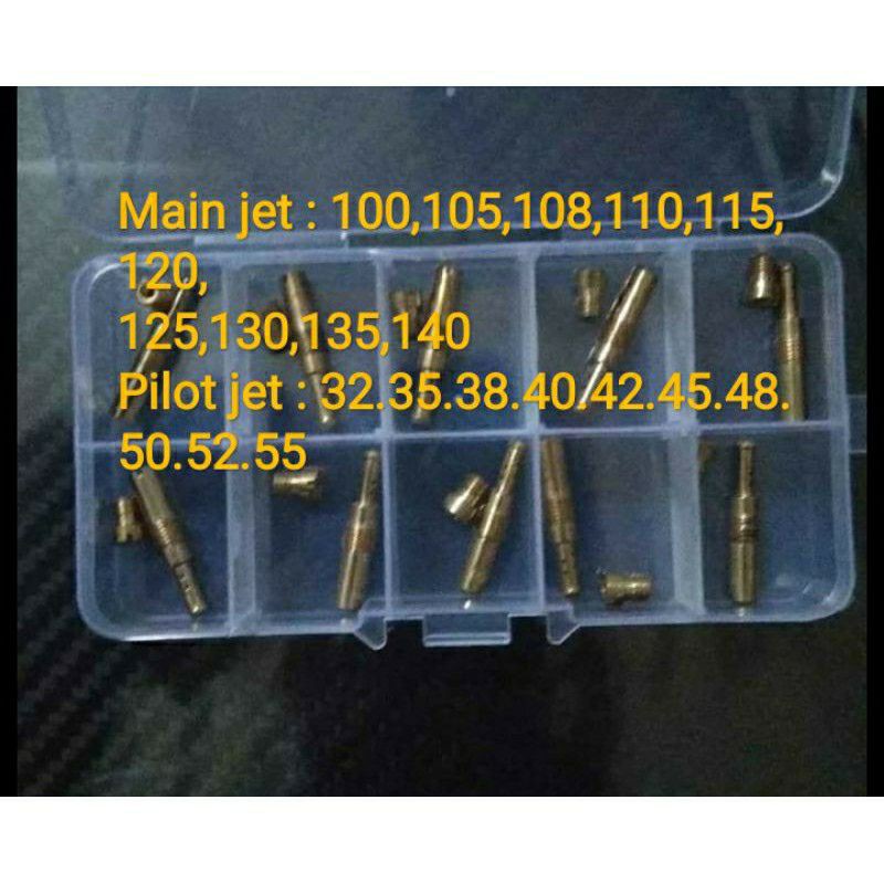 MAIN JET DAN PILOT JET KARBU PWK, PWM, PJ, PE, PWL, TIGER, MP, MIO,KLX PAKET BOX 20 PCS/UKURAN