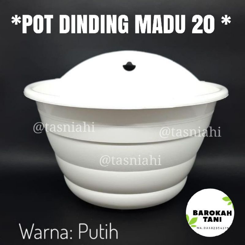 Pot Bunga Tempel Dinding Madu 20 Putih