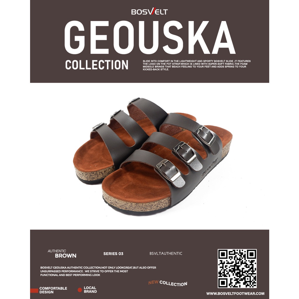 Sandal Pria Premium Karet Bosvelt Geouska 03 Brown