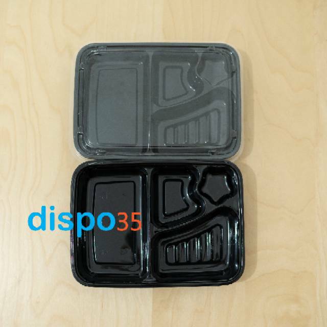 TRAY BENTO/MIKA BENTO/BOX BENTO/ Bento sekat 4 + Tutup Bening