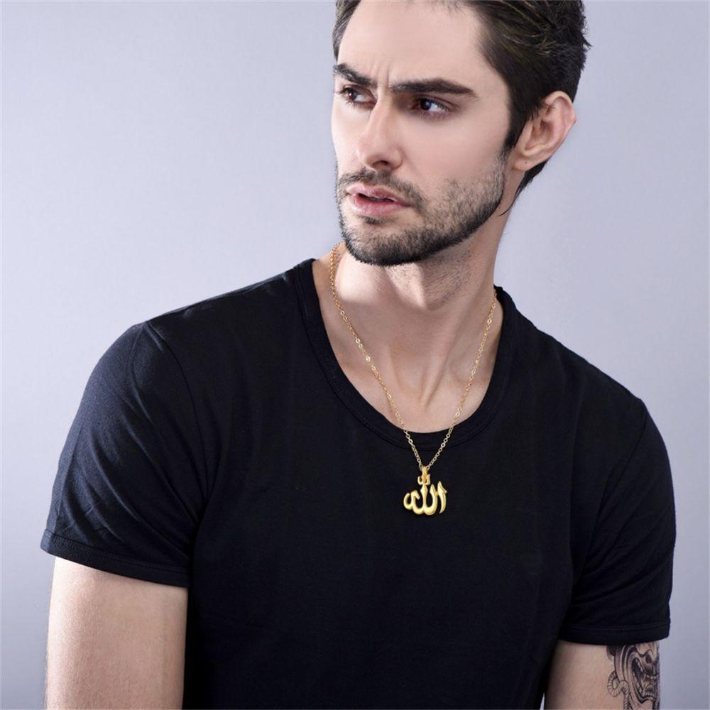 Chookyy Islam Allah Simbol Liontin Pria Perhiasan Rock Hip Hop Vintage Gothic