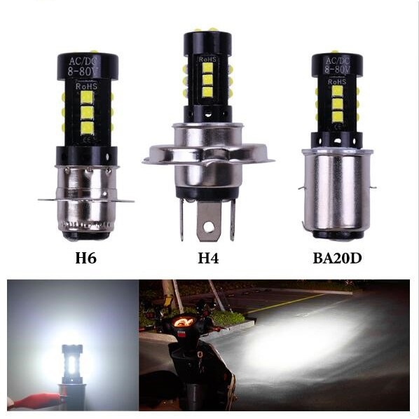 Lampu LED H4 Cree 3030 15 Mata 15 Watt Lampu Depan Motor Mobil H4