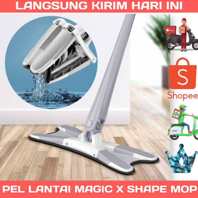 PRODUK NEW TERMURAH Alat Pel peras Praktis mop magic bentuk Light X-shape Mop/pel putar twist mop Alat Pel Lantai Pel