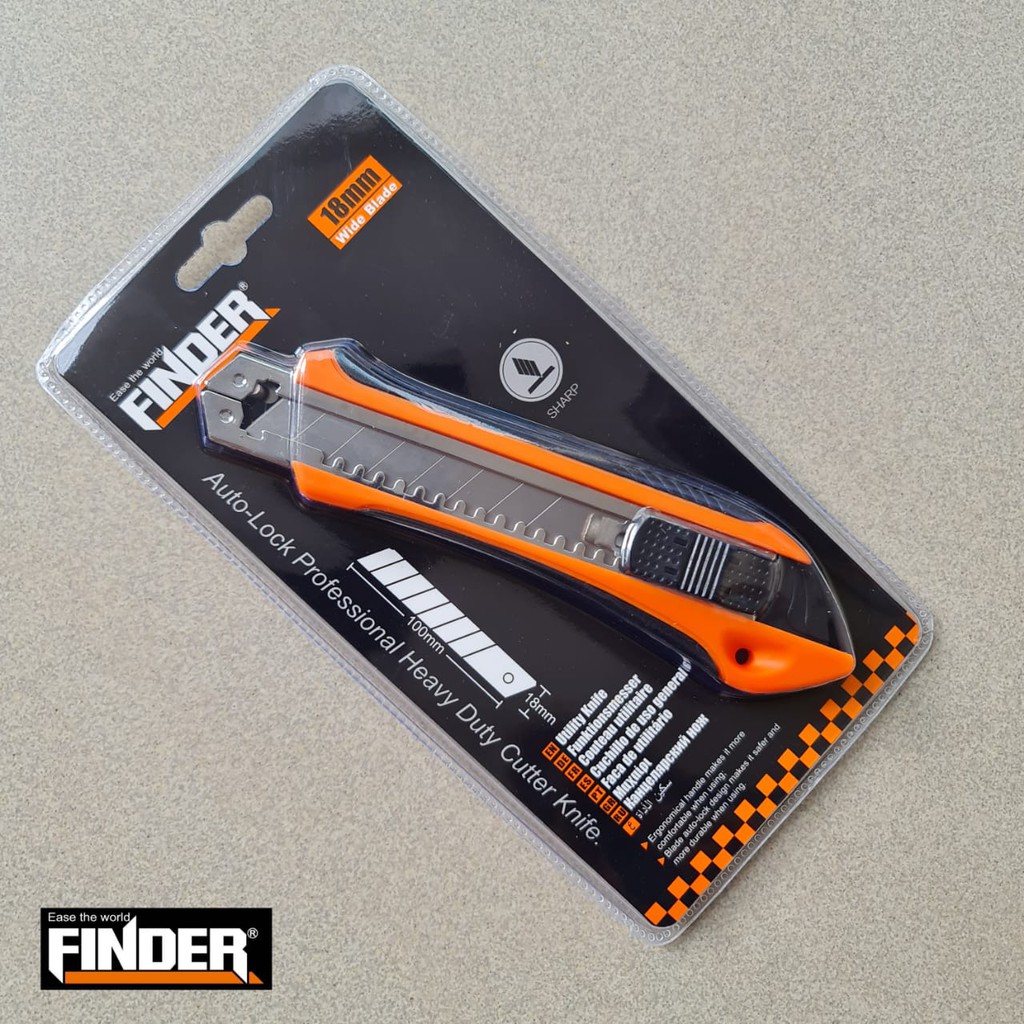 

Cutter FINDER Orange AUTO LOCK Good Quality ( Plus 2 Extra Mata Pisau) A1352